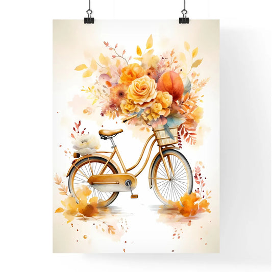 Birthday Bike - A Bicycle With Flowers In A  Poster