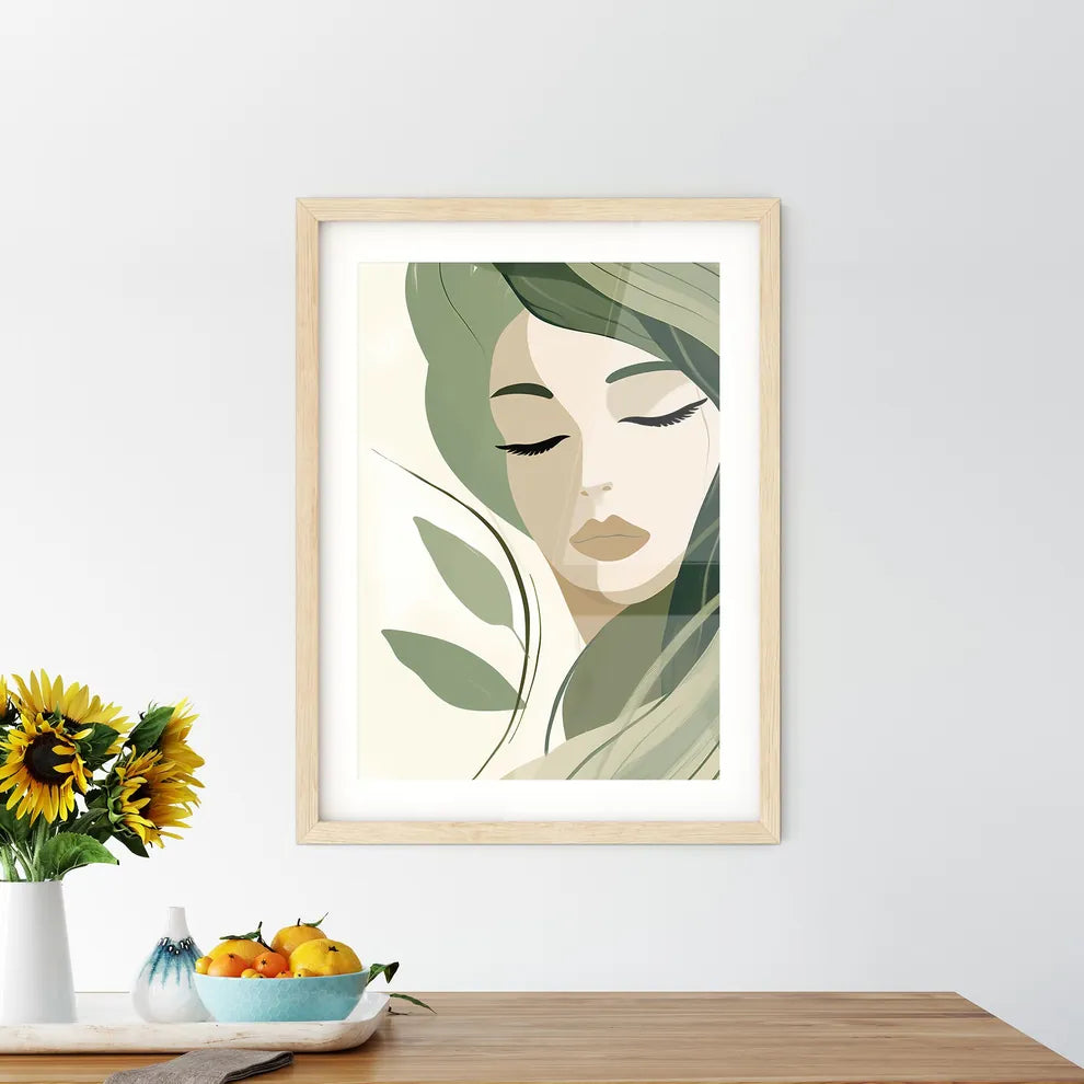 Boho - A Woman With Green Hair And Eyes Clos - Kitchen Hangings