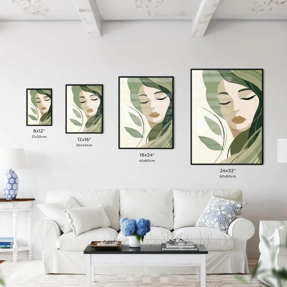 Boho - A Woman With Green Hair And Eyes Clos Wall Art