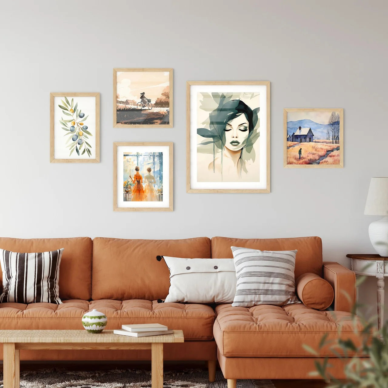 Boho - A Woman With Green Leaves On Her Hea Framed Print