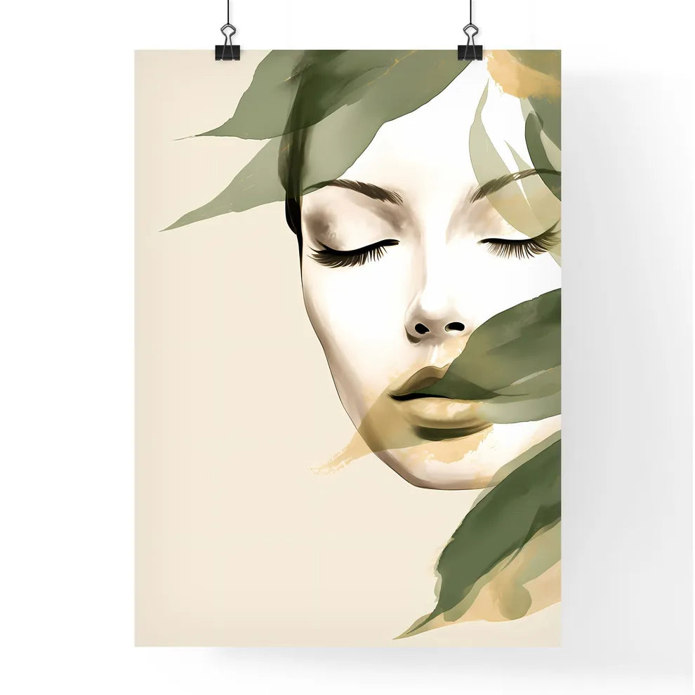 Boho - A Woman With Closed Eyes And Green Le Poster