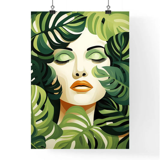 Boho - A Woman's Face Surrounded By Leave Poster