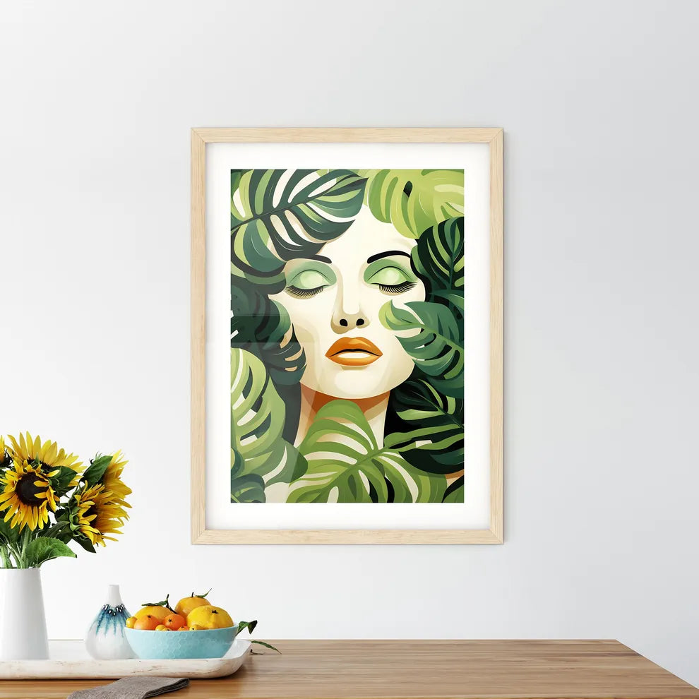 Boho - A Woman's Face Surrounded By Leave - Kitchen Hangings