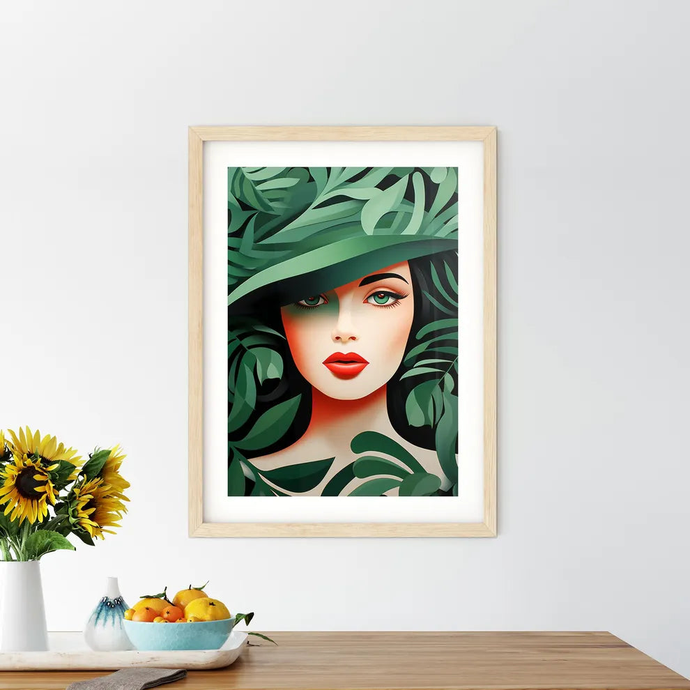 Boho - A Woman Wearing A Hat With Leave - Kitchen Hangings