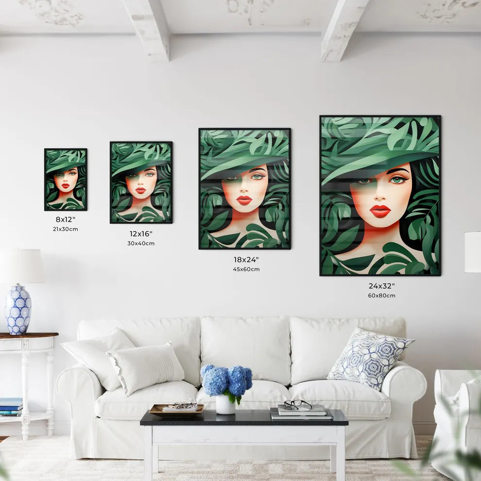 Boho - A Woman Wearing A Hat With Leave Wall Art