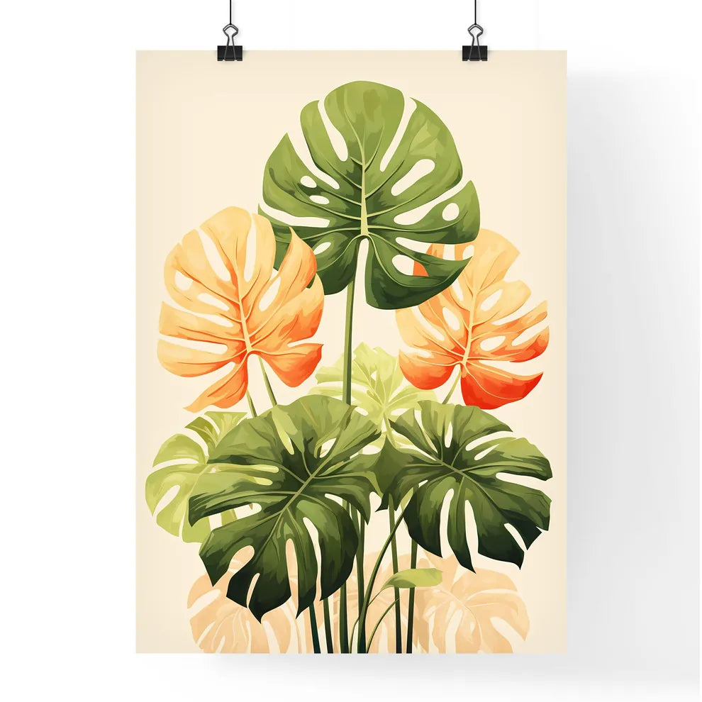 Boho - A Group Of Green And Orange Leave Poster