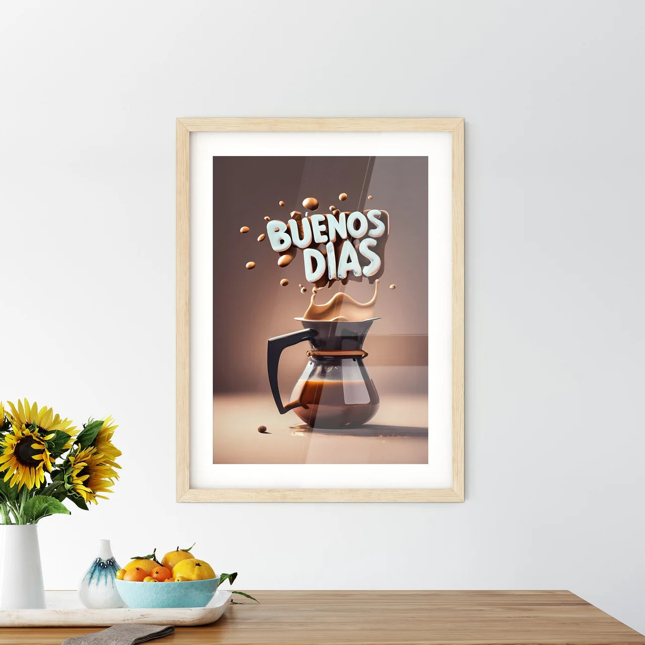 Buenos Dias - A Coffee Pot With Liquid Splas - Kitchen Hangings