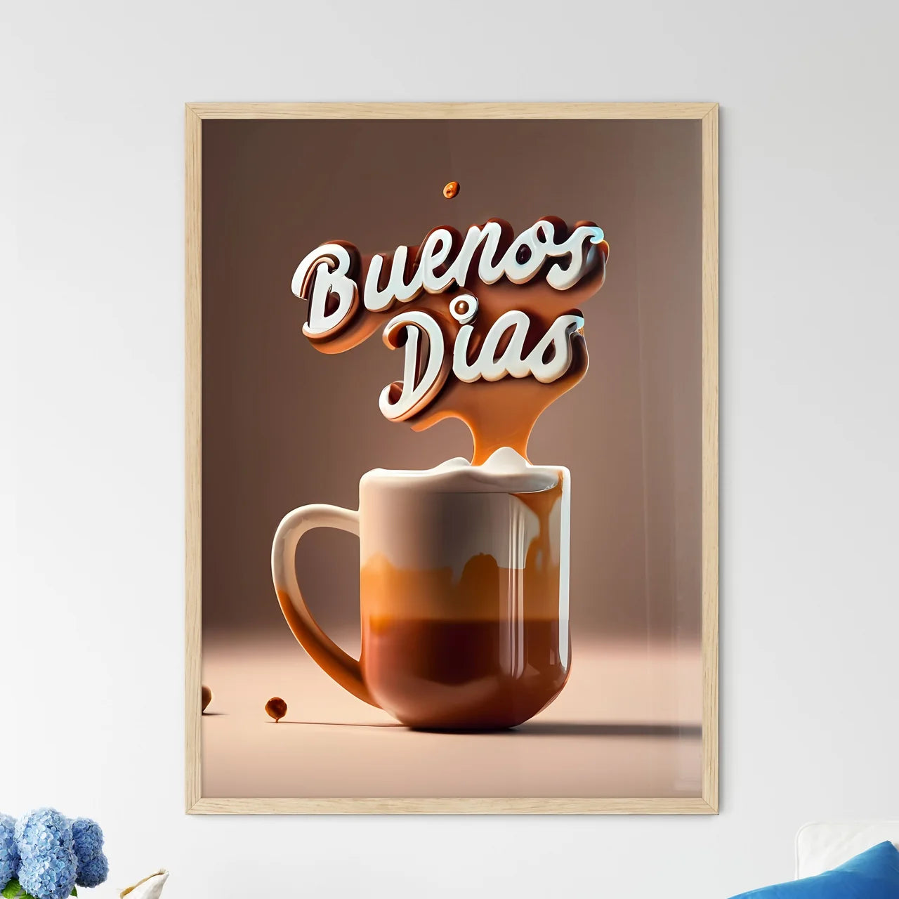 Buenos Dias - A Cup Of Coffee With A Liquid  - Framed Art Print