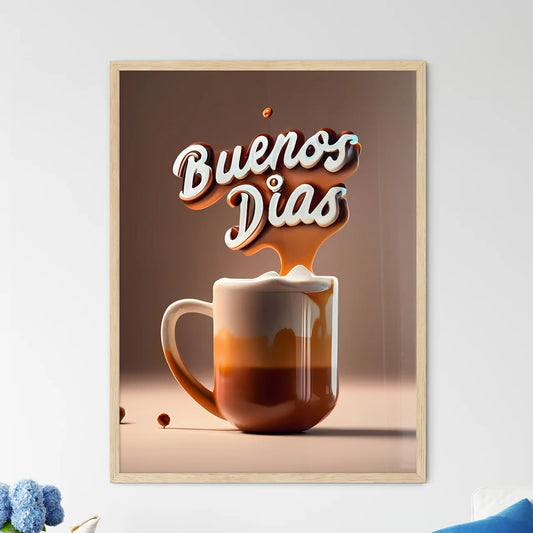 Buenos Dias - A Cup Of Coffee With A Liquid  - Framed Art Print