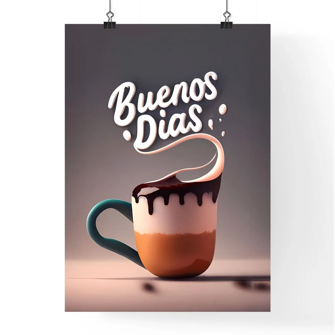 Buenos Dias - A Cup Of Coffee With Liquid In Poster