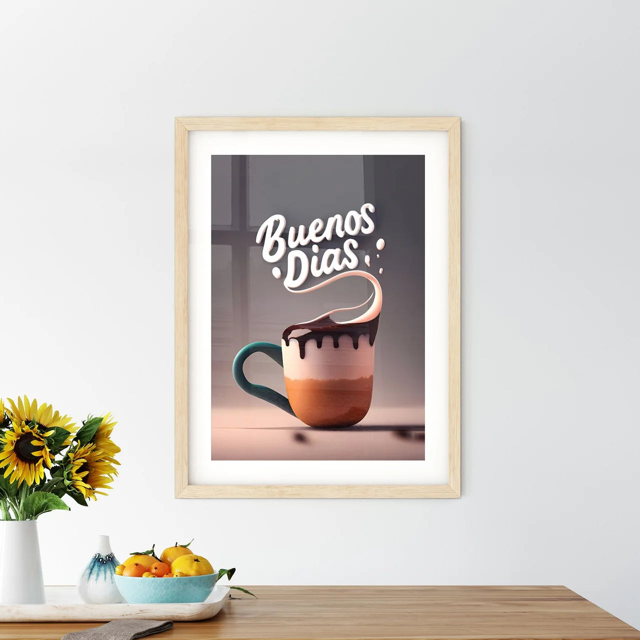 Buenos Dias - A Cup Of Coffee With Liquid In - Kitchen Hangings
