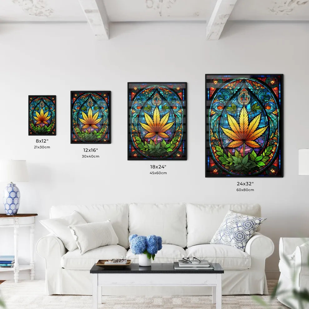 Cannabis - A Stained Glass Window With A Lea Wall Art
