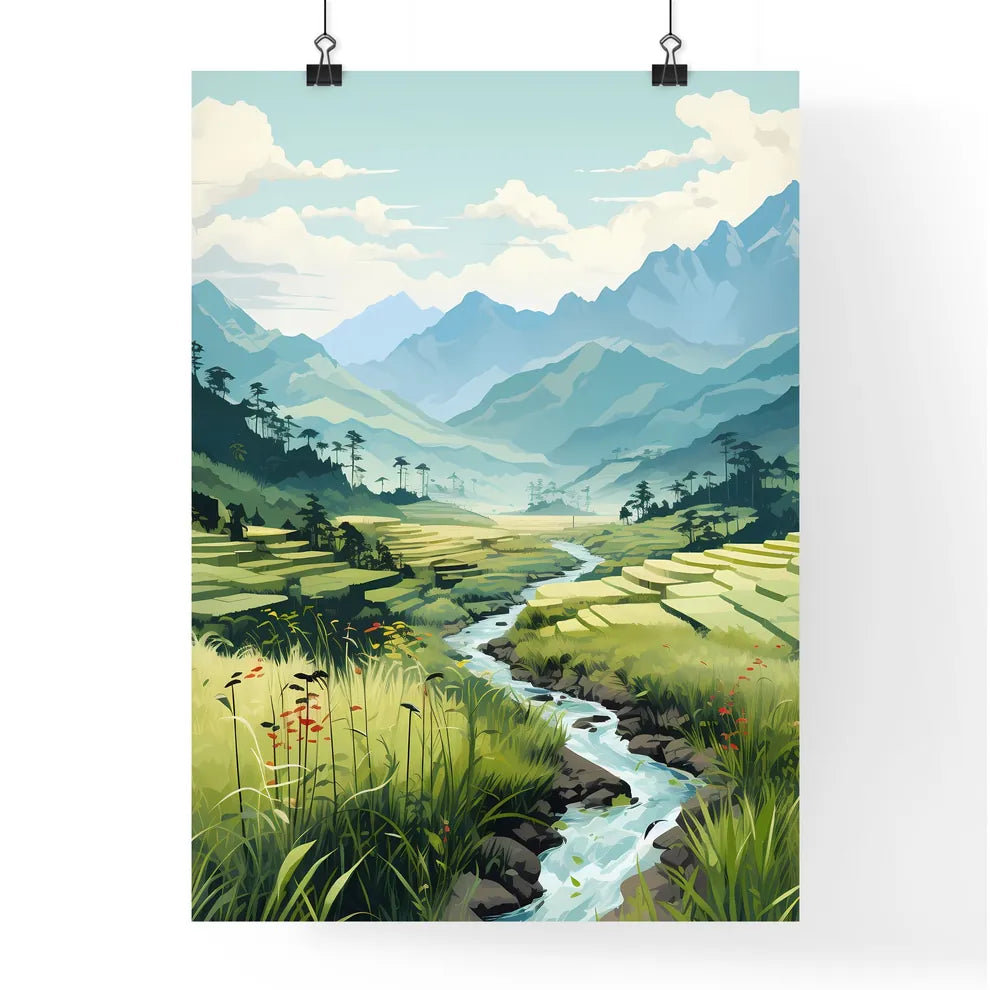 China - A River Running Through A Valley Wit Poster