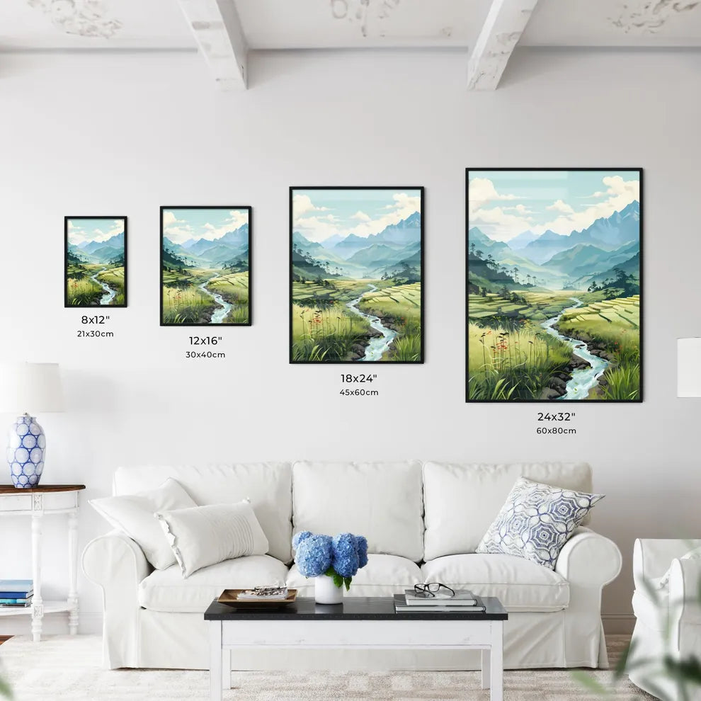 China - A River Running Through A Valley Wit Wall Art