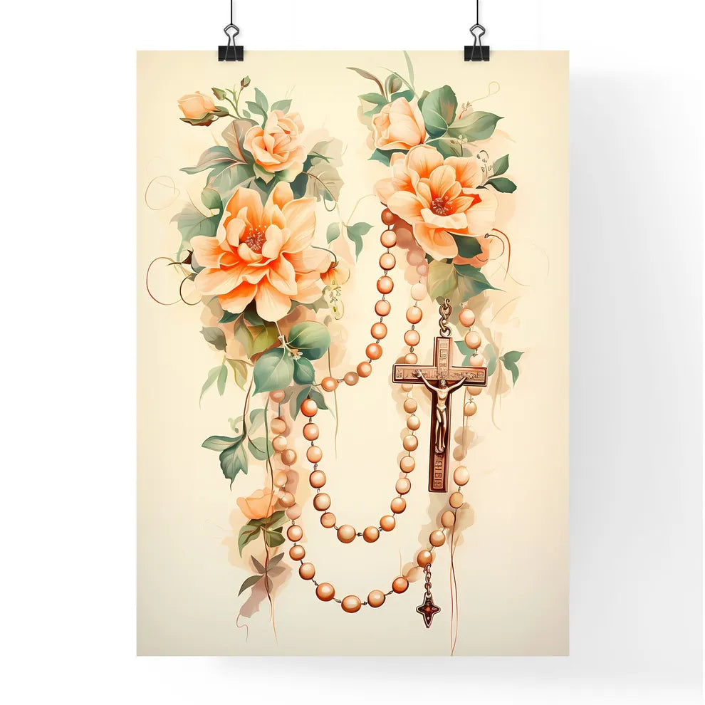 Christ - A Cross And Beads On A Wal Poster