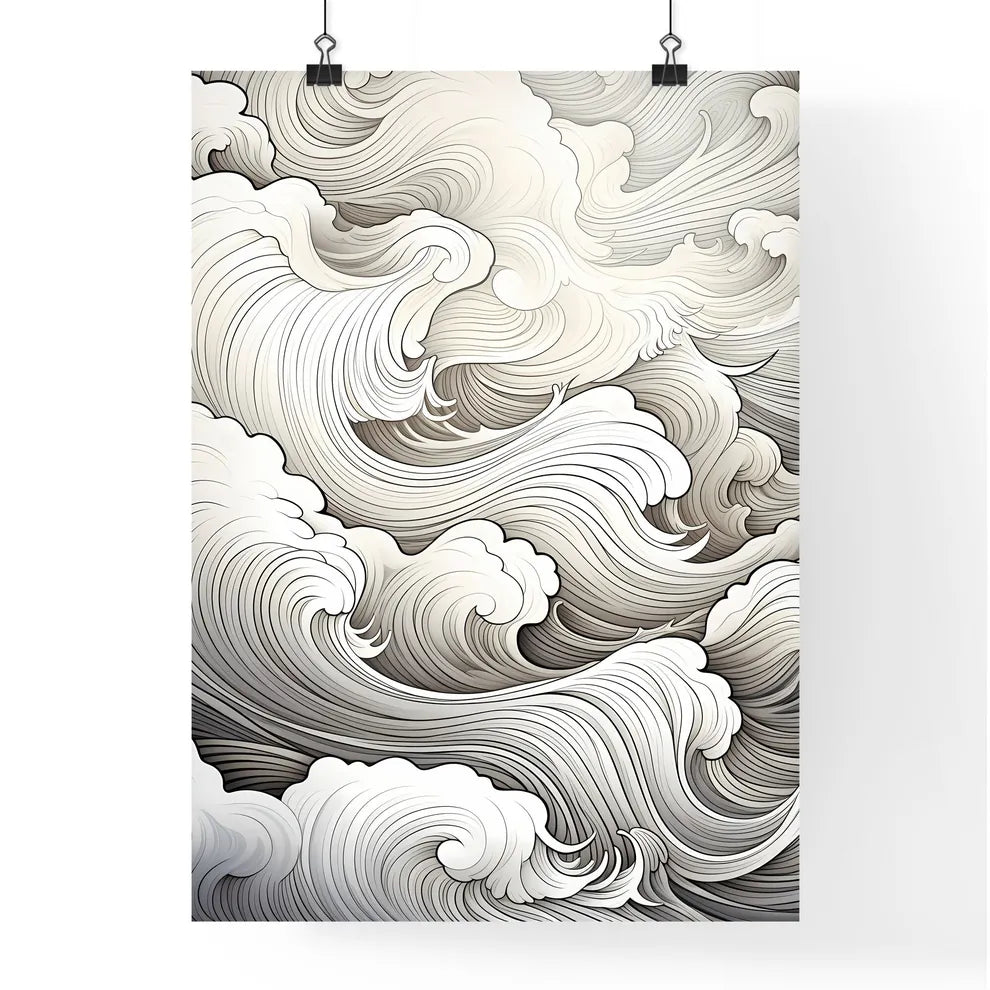 Coloring Book - A White And Gray Wave Poster