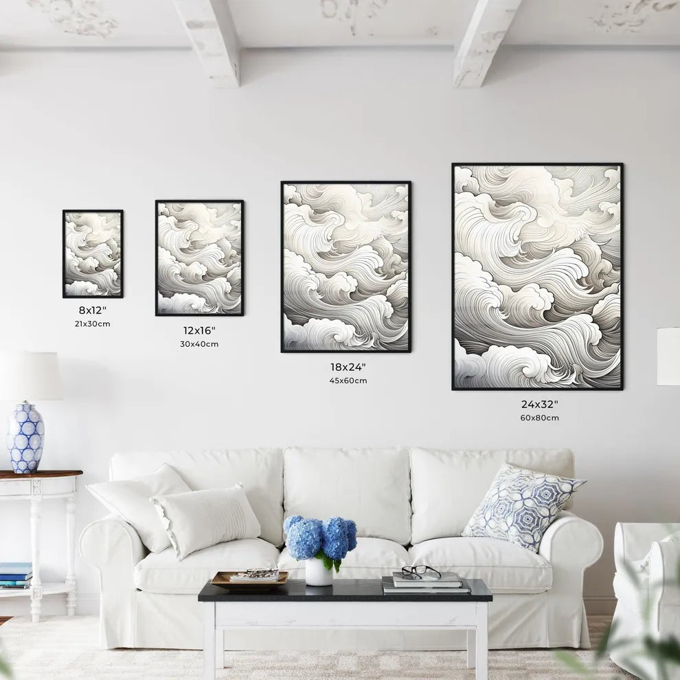 Coloring Book - A White And Gray Wave Wall Art