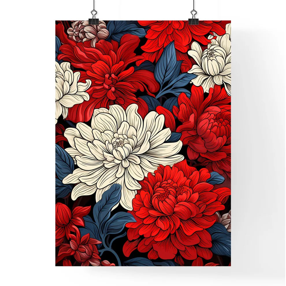 Coloring Book - A Red And White Flower Poster
