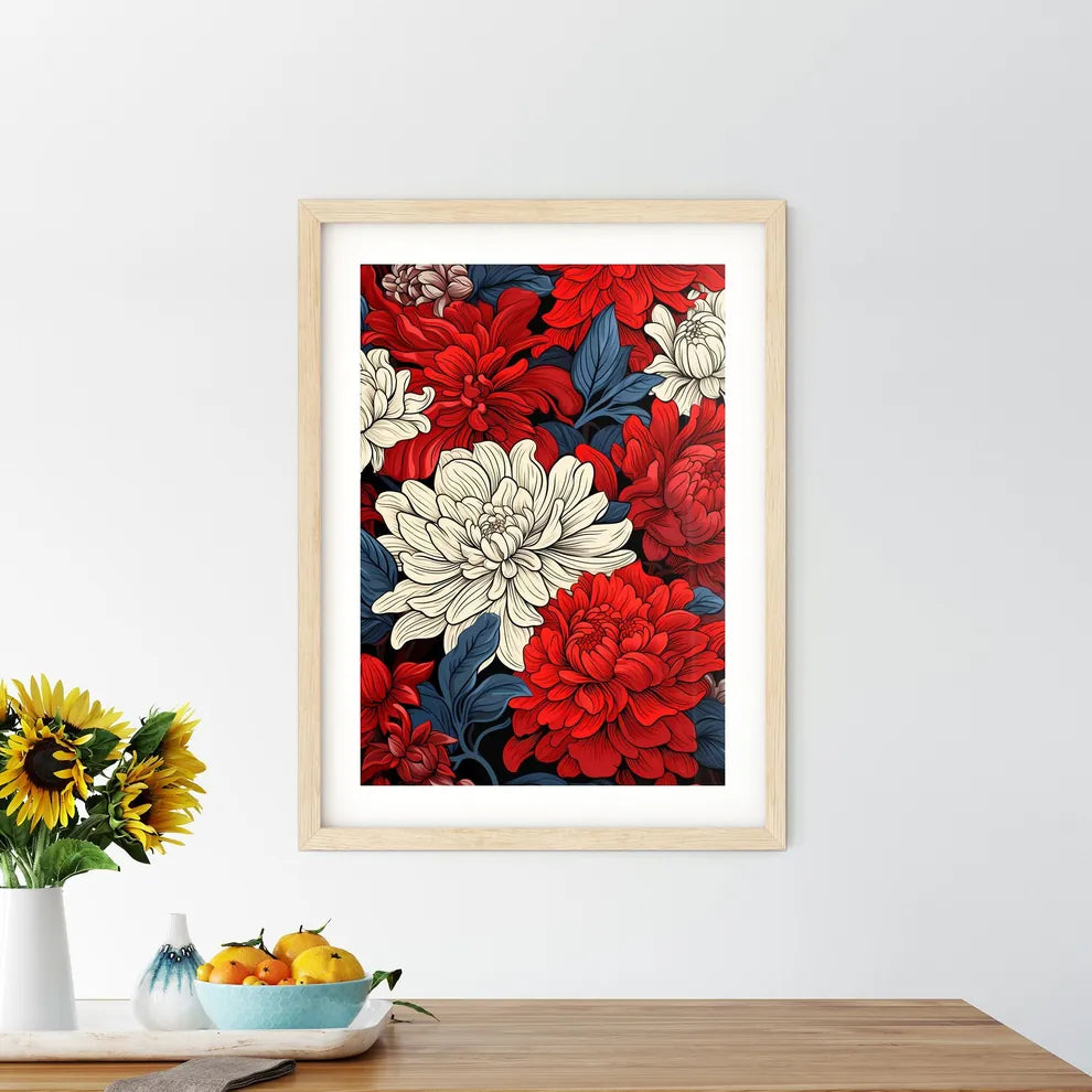 Coloring Book - A Red And White Flower - Kitchen Hangings