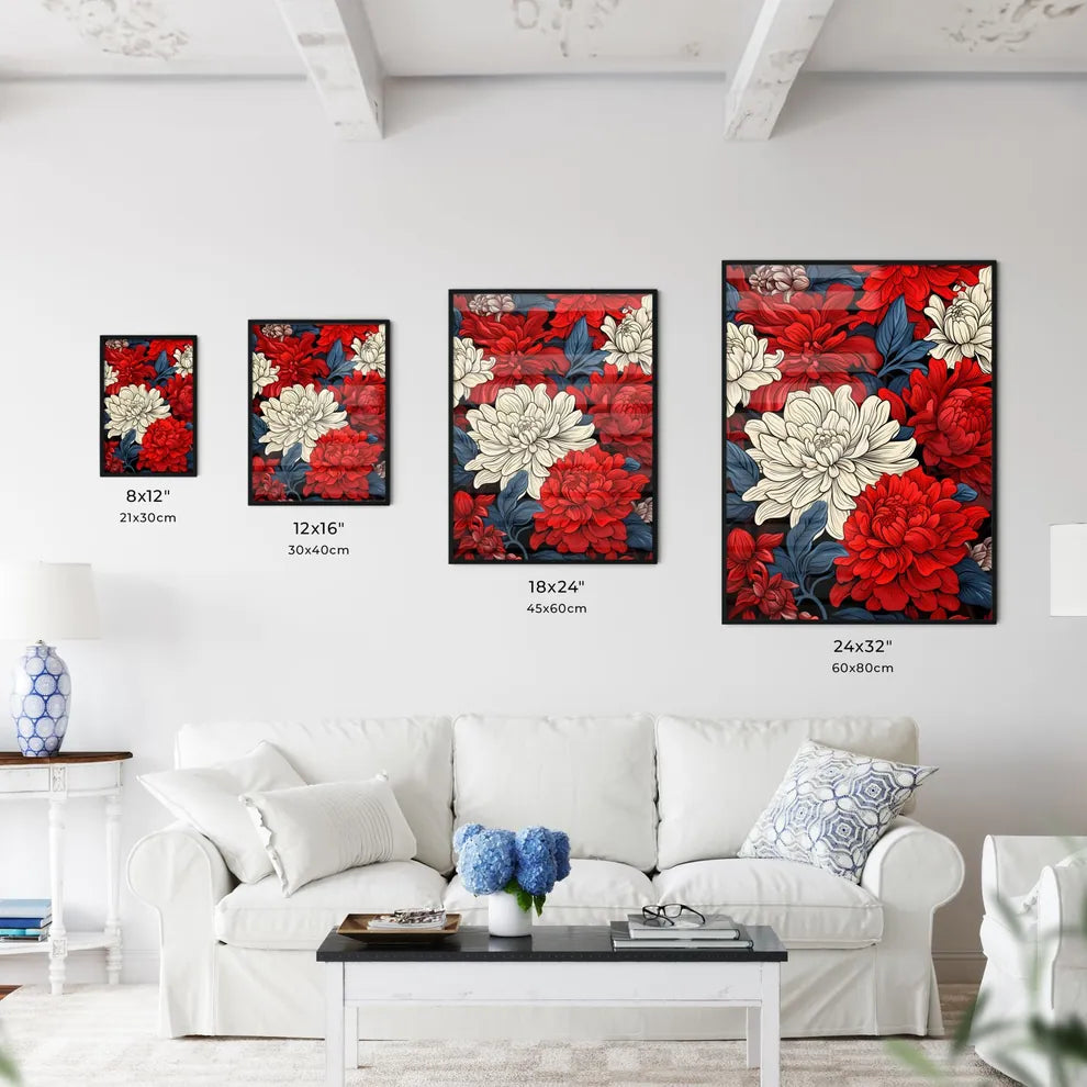 Coloring Book - A Red And White Flower Wall Art