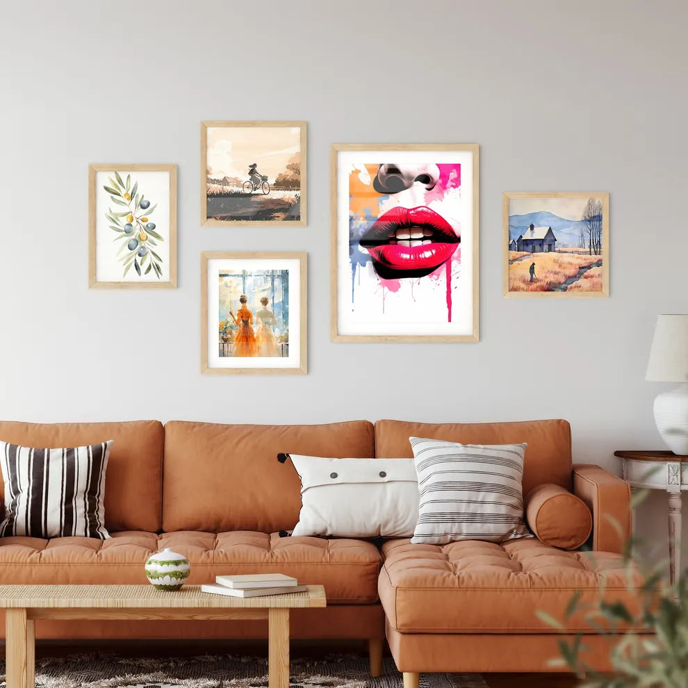 Desire - A Close Up Of A Woman's Lip Framed Print