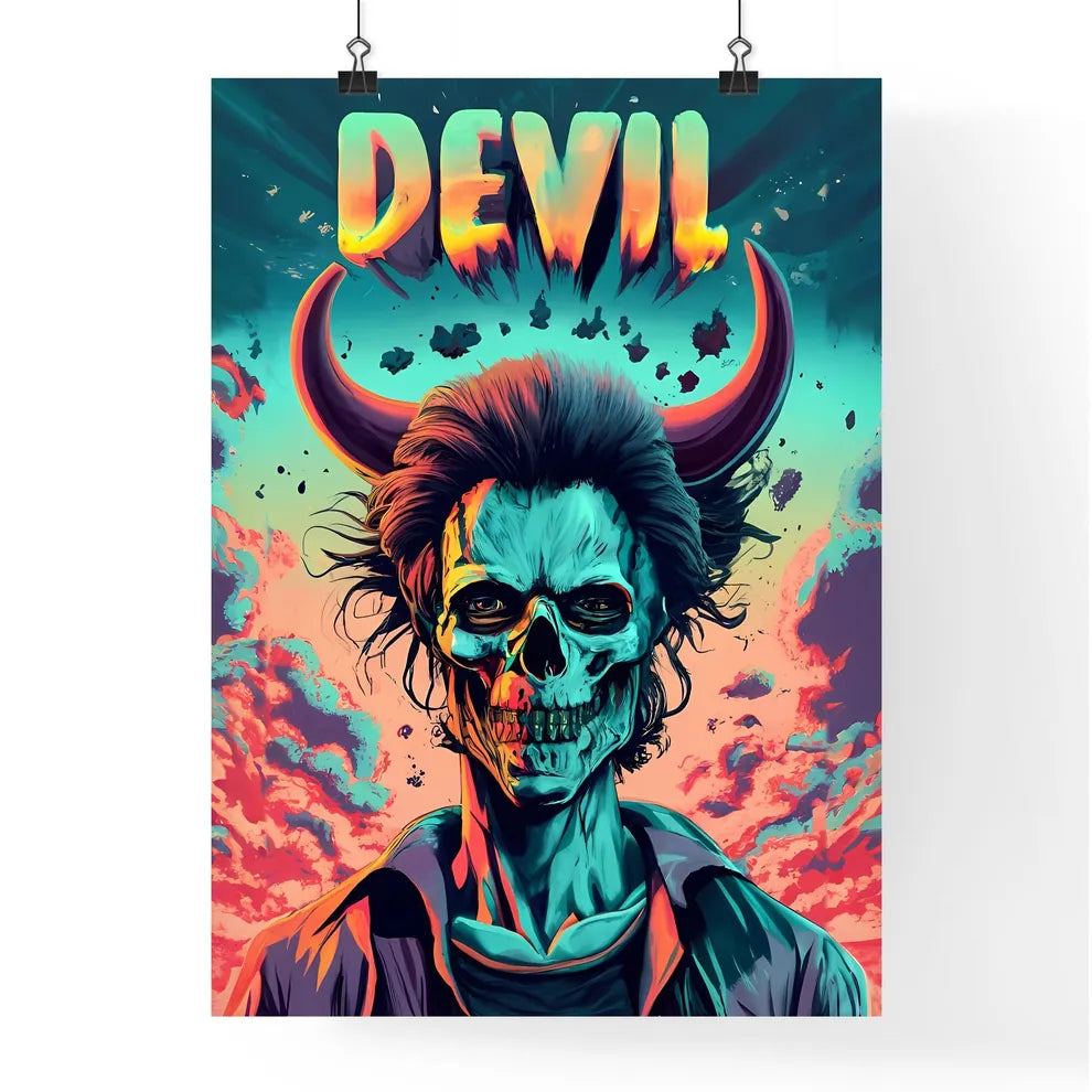 Devil - A Person With Horns And A Skul Poster
