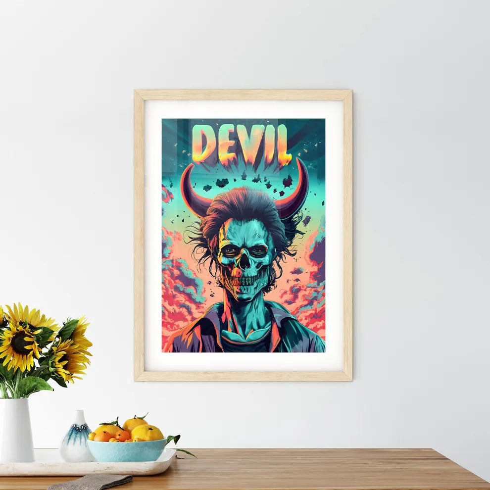 Devil - A Person With Horns And A Skul - Kitchen Hangings