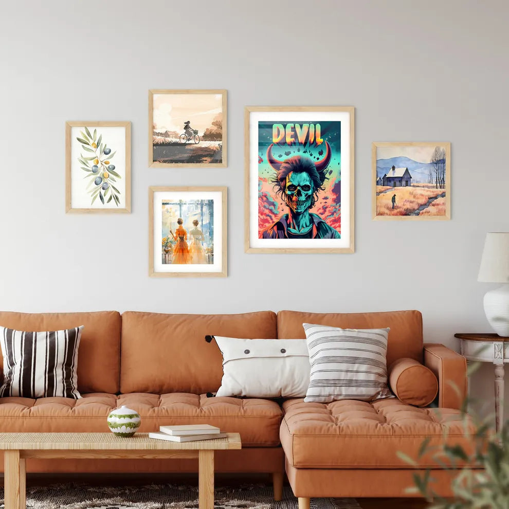 Devil - A Person With Horns And A Skul Framed Print