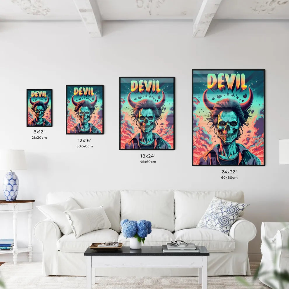 Devil - A Person With Horns And A Skul Wall Art