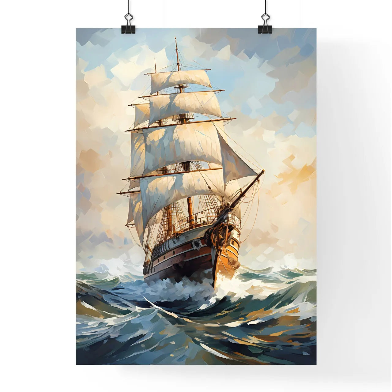 Exploration - A Painting Of A Ship In The Se Poster