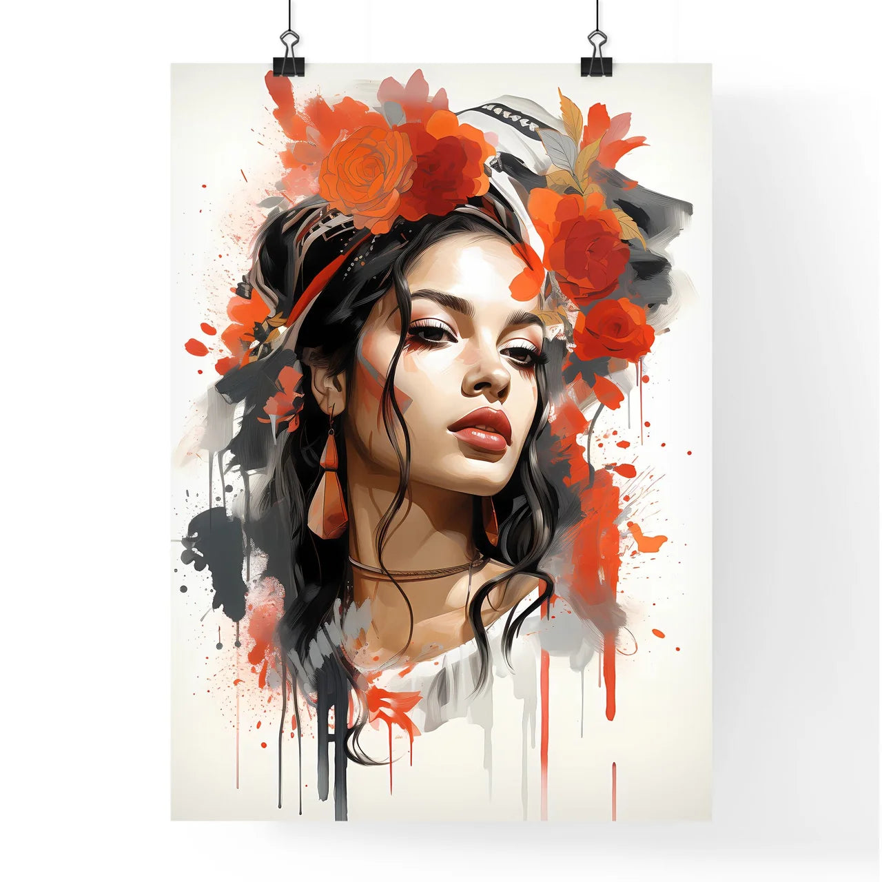 Expressionism - A Woman With Flowers In Her  Poster