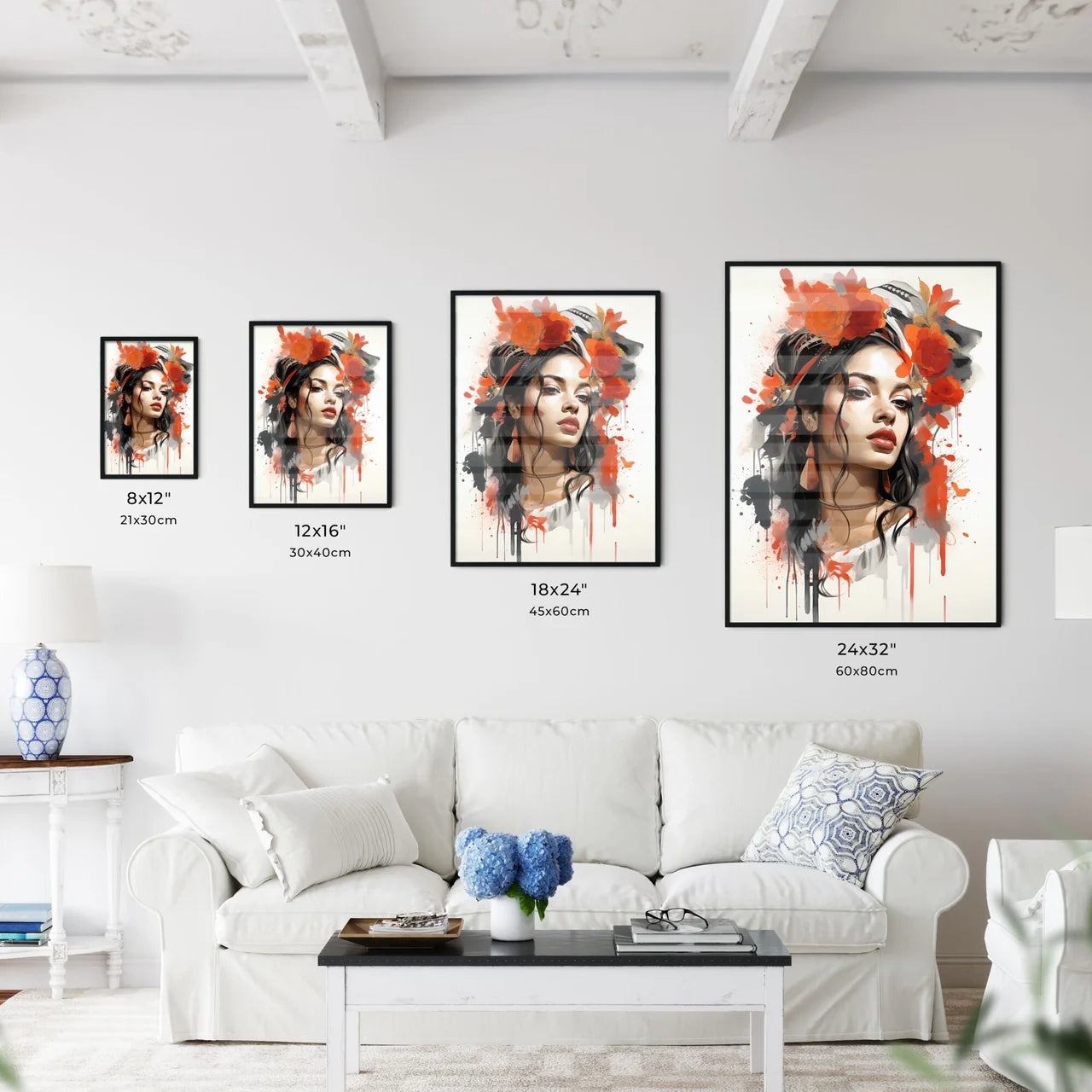 Expressionism - A Woman With Flowers In Her  Wall Art