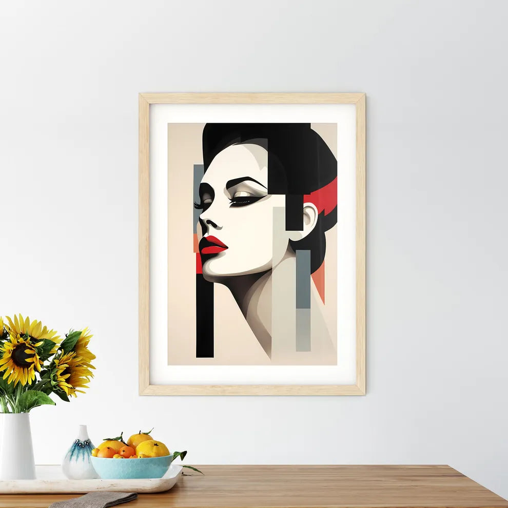 Expressionist - A Woman's Face With Red Lips - Kitchen Hangings
