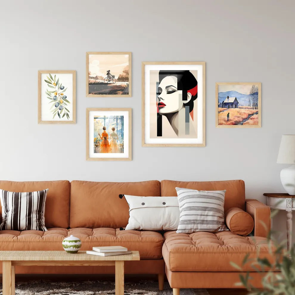 Expressionist - A Woman's Face With Red Lips Framed Print
