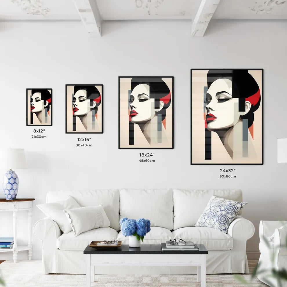 Expressionist - A Woman's Face With Red Lips Wall Art