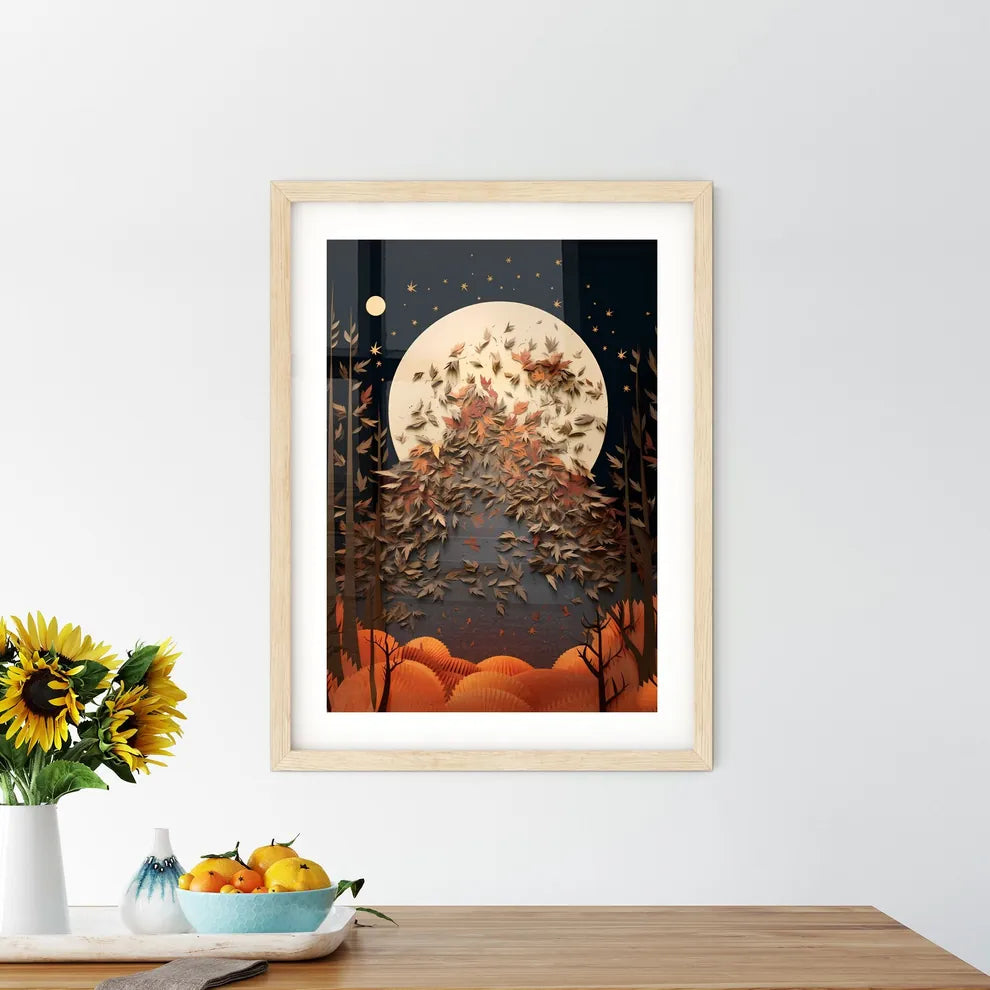 Fall - A Full Moon And Trees With Leave - Kitchen Hangings