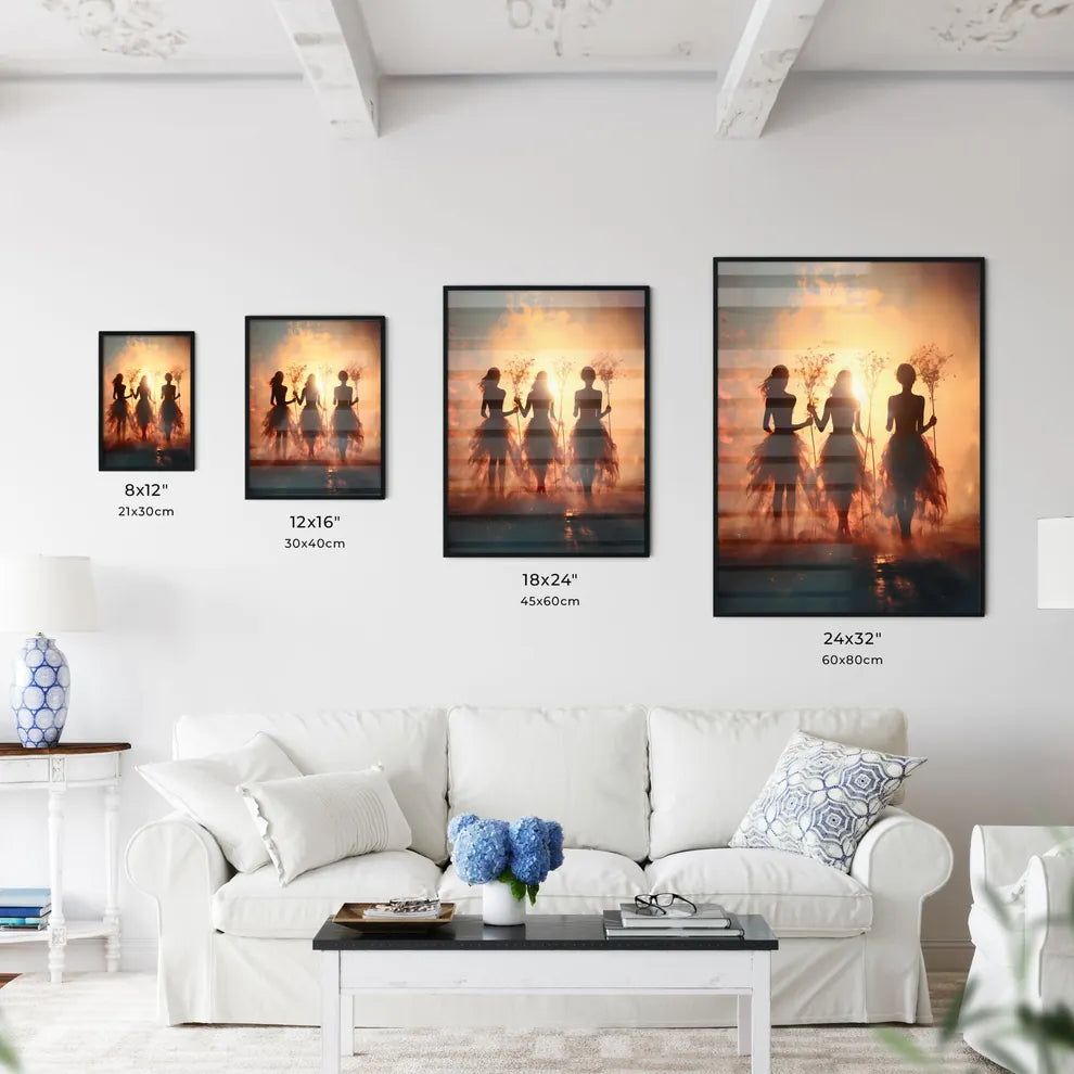 Fall - A Group Of Women In Dresses Holding F Wall Art