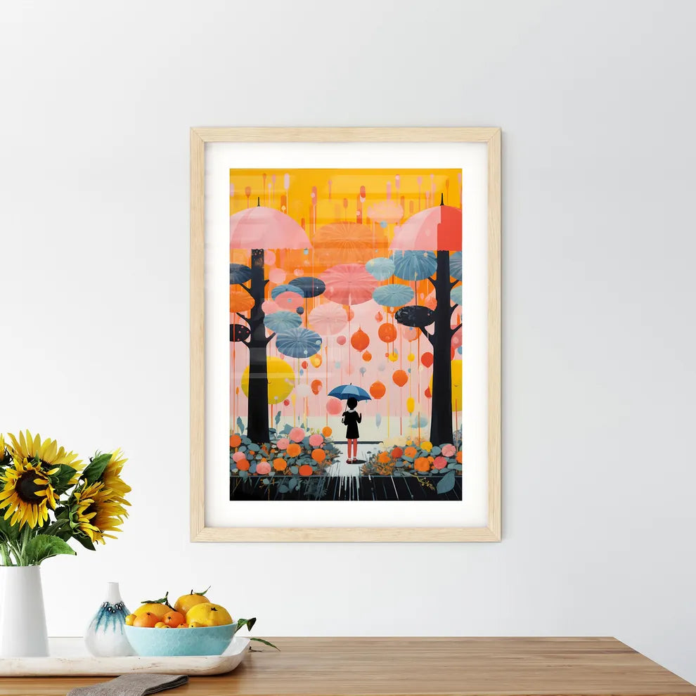 Fall - A Girl Holding An Umbrella Under Colo - Kitchen Hangings