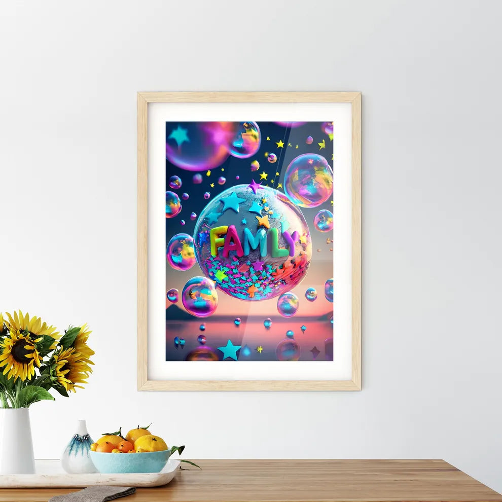 Family - A Colorful Bubble With Words And St - Kitchen Hangings