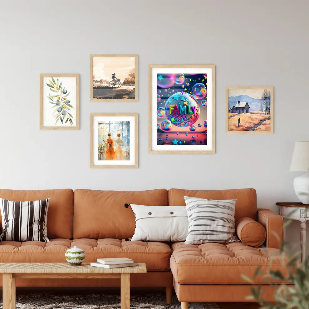 Family - A Colorful Bubble With Words And St Framed Print