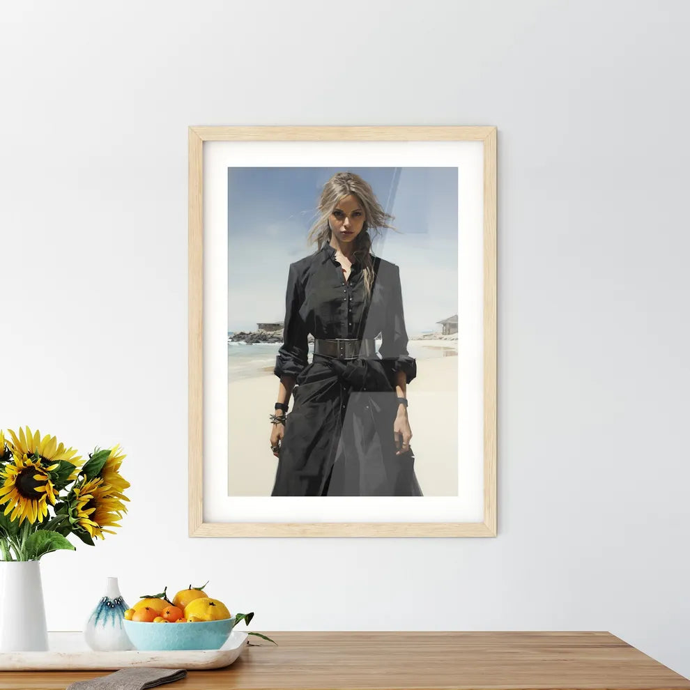 Fashion - A Woman In A Black Dress On A Beac - Kitchen Hangings