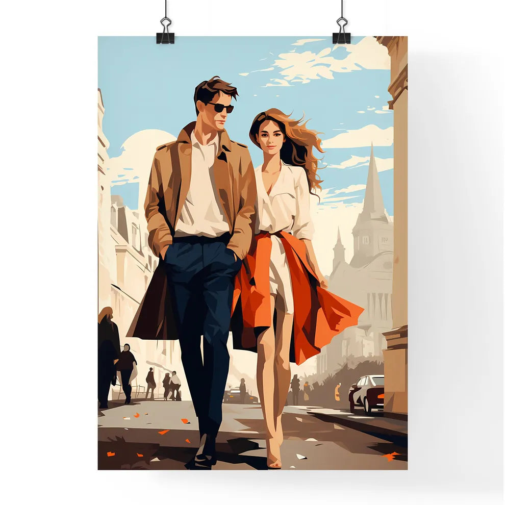 Fashion - A Man And Woman Walking Down A Street Poster