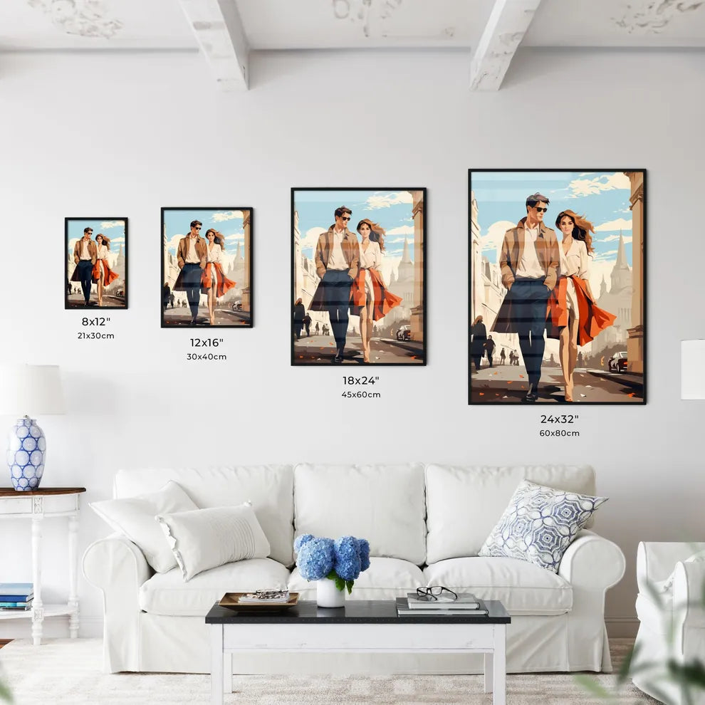 Fashion - A Man And Woman Walking Down A Street Interior Design