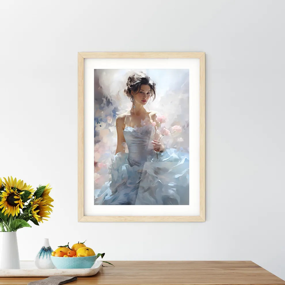 Feelings - A Woman In A Dress Holding Flower - Kitchen Hangings