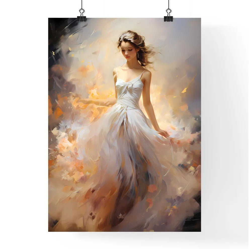 Feelings - A Woman In A White Dres Poster