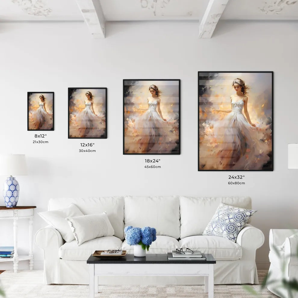 Feelings - A Woman In A White Dres Wall Art