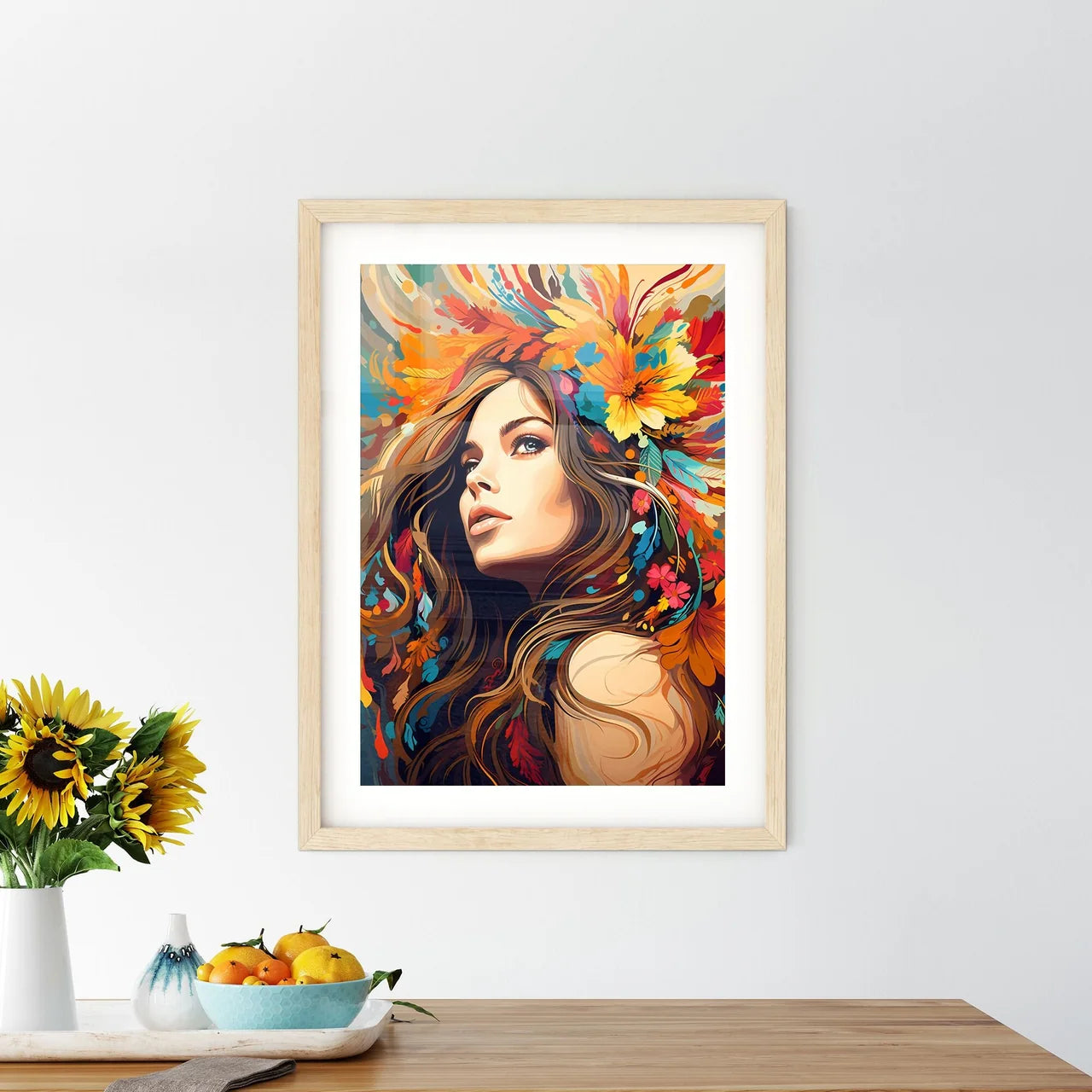 Festive - A Woman With Flowers In Her Hai - Kitchen Hangings