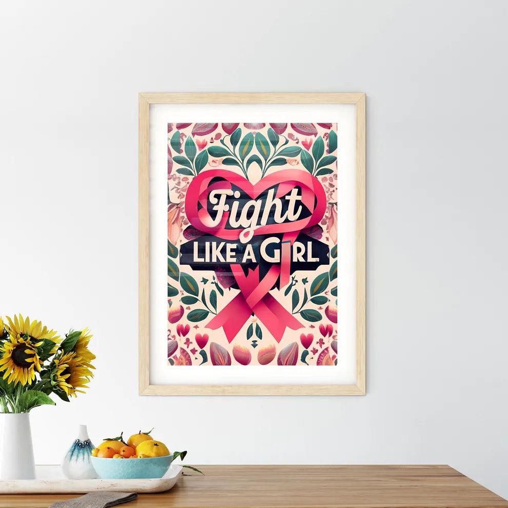 Fight Like A Girl - A Pink Ribbon And Flower - Kitchen Hangings