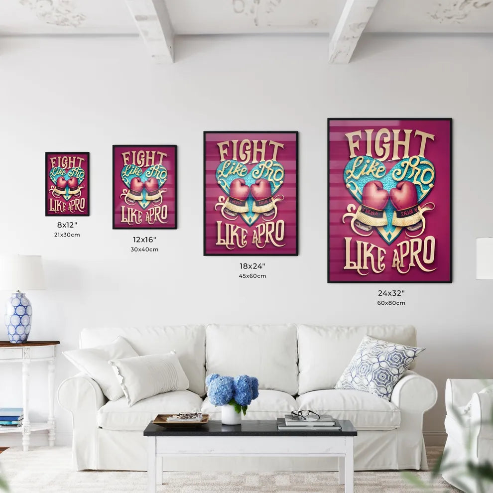 Fight Like A Pro - A Pink Boxing Gloves On A Wall Art
