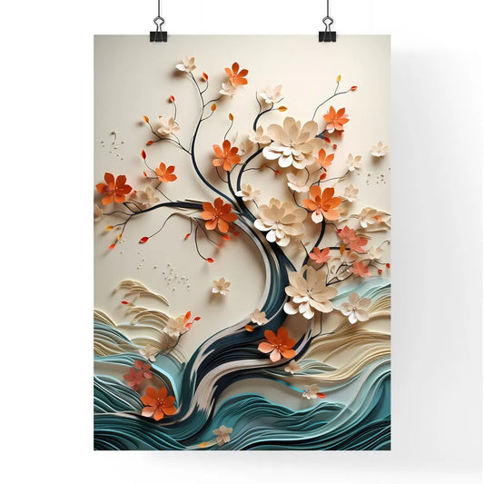 Floral Dream - A Tree With Flowers And Wave Poster